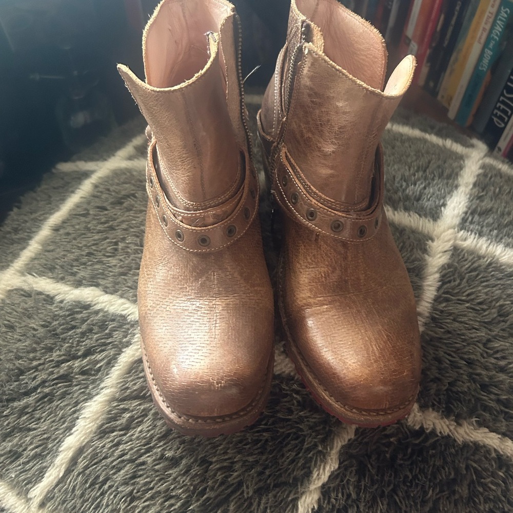 Bed Stu cowboy booties - tan/brown
